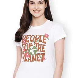 Fabflee Women Multicoloured 3 Printed Applique T-shirt image 5