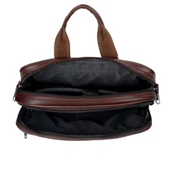 Leather World Unisex Brown 14 inch Solid Office Laptop Bag image 4