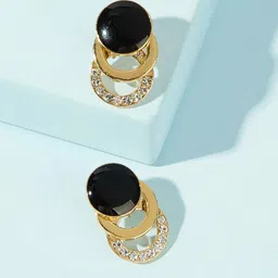 OOMPH Gold-Plated & Black Circular Drop Earrings-picture-20
