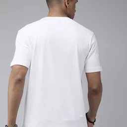Roadster Men White Brand Logo Printed Pure Cotton T-shirt image 4