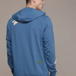 FORCE IX Pure Cotton Self Design Hooded Sweatshirt image 2