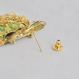 Kord Store Gold-Toned & Green Crescent Shaped Chandbalis Earrings image 4