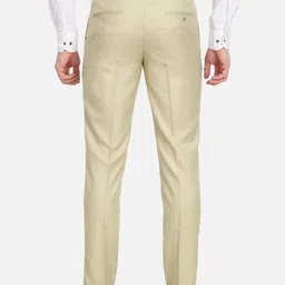 Sam and Jack Men Beige Smart Chambray Formal Trousers image 5