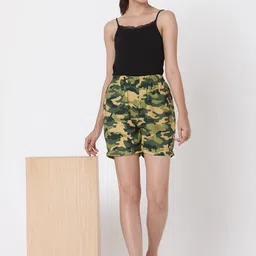 Smarty Pants Women Green Camouflage Printed Regular Fit Regular Shorts image 3