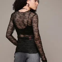 The Roadster Life Co. Self Design Textured Sheer Lace Top image 2