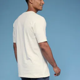 HERE&NOW Typography Printed Drop-Shoulder Sleeves Pure Cotton Relaxed Fit T-shirt image 4