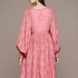 Ritu Kumar Floral Print Puff Sleeve A-Line Dress image 5