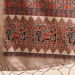 Anouk Rust & Red Poly Silk Printed Chanderi Saree image 5