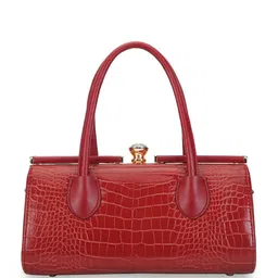 LAVIE LUXE Glossy Croc Textured Structured Satchel Bag image 3