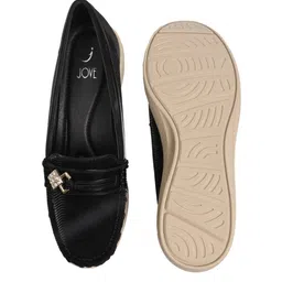 Jove Textured Embellished Round Toe Wedge Heel Loafers image 2