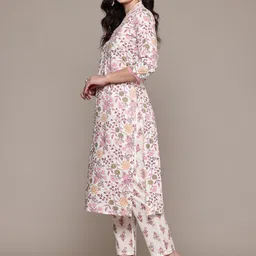 Readiprint Fashions Floral Printed Thread Work Pure Cotton Kurta With Trousers & Dupatta image 2