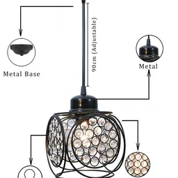 Homesake Black Textured Hanging Pendant Lamp image 4