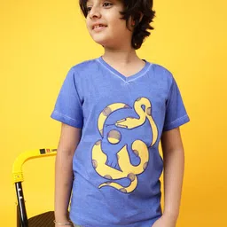 TALES & STORIES Boys Blue Embroidered V-Neck T-shirt-picture-54