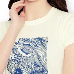 Fabflee Women Multicoloured 3 Printed Applique T-shirt image 5