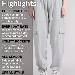 Raxedo Women Mid Rise Loose Fit Pure Cotton Cargo Joggers image 5