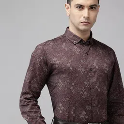 Van Heusen Slim Fit Printed Button-Down Collar Pure Cotton Formal Shirt-picture-39