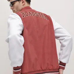 The Roadster Life Co. Brand Logo Self-Design Stand Collar Varsity Jacket-picture-48