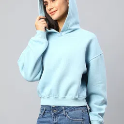Xpose Women Solid Hood Wool Pullover Sweatshirt-image-31