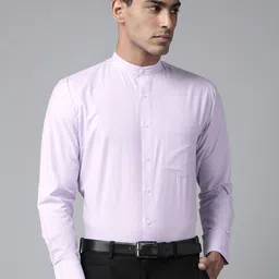 Shaftesbury London Men Purple Smart Slim Fit Semiformal Shirt-image-81