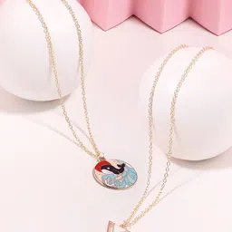Zaveri Pearls Set Of 2 Gold-Plated Pendant With Chain-image-21