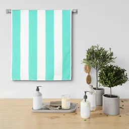 Urban Magic Green & White Striped 160GSM Bath Towels-picture-34