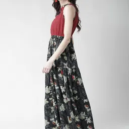WoowZerz Women Navy & Rust Red Printed Maxi Dress image 2