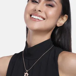 Estele Rose Gold-Plated R Letter Pendant With Chain-picture-54