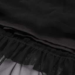 Antheaa Women Black Solid Frilled A-Line Net Skirt image 2