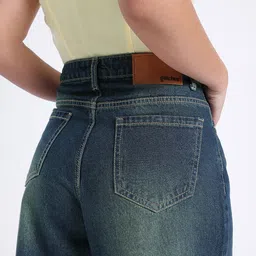 glitchez Women Cool Edge Palazzo Fit Heavy Fade Jeans image 4