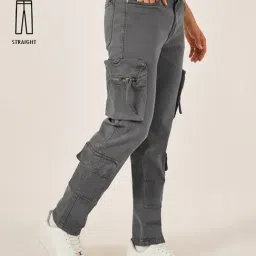 Styli Grey Cotton Regular Fit Cargo Jeans image 3