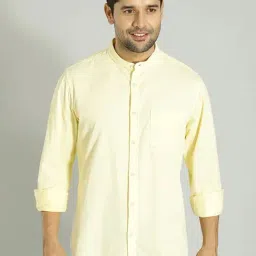 Indian Terrain Yellow Slim Fit Solid Shirt-image-57