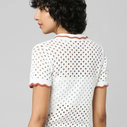 Only White Cotton Self Design Shirt image 2