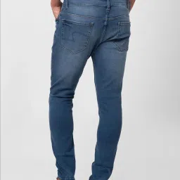 Spykar Mid Blue Cotton Slim Fit Jeans image 2