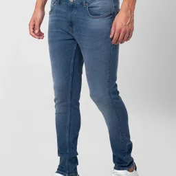 Spykar Mid Blue Cotton Slim Fit Jeans image 3