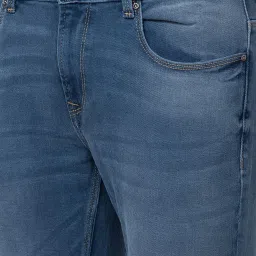 Spykar Mid Blue Cotton Slim Fit Jeans image 4