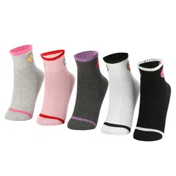 primesox move on SOXVIEW Girls Pack of 5 Printed Ankle Length Cotton Socks image 4