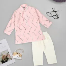 Mee Mee Kids Pink & White Embellished Full Sleeves Kurta with Pyjamas-image-31