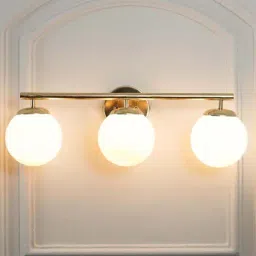 Kapoor Lamp Shades Hollis 3 Light Bathroom Wall Light With Opal Glass In Brass Finish-picture-32
