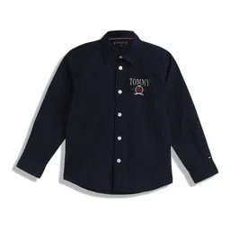 Tommy Hilfiger Boys Spread Collar Solid Cotton Casual Shirt-picture-47