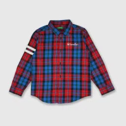 United Colors of Benetton Kids Red Cotton Plaid Pattern Shirt image 1