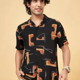 People By Pantaloons Leather Brown Slim Fit Printed Shirt-image-88