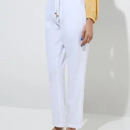 Bombay Paisley by Westside White Cotton-Blend Pants image 1