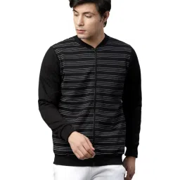 Rigo Black Regular Fit Striped Jacket image 1