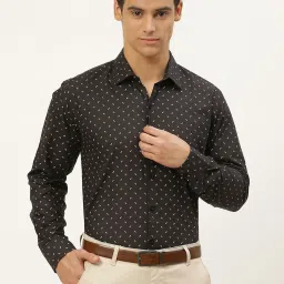 Sojanya Black Cotton Regular Fit Printed Shirt image 1