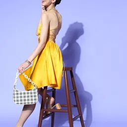 U&F Women Stylish Mustard Solid All in the Details Dress-picture-15