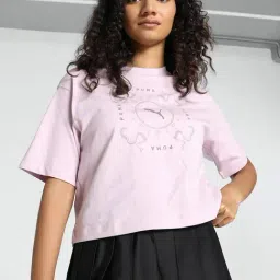 Puma Lilac Cotton Printed T-Shirt-picture-25