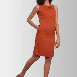 Fablestreet Rust Sleeveless Shift dress image 3