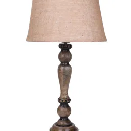 Homesake Eureka Beige Wooden Table Lamp with Bulb - Set of 1 image 2
