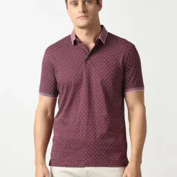 Van Heusen Purple Cotton Regular Fit Printed Polo T-Shirt-image-20