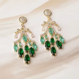 Rubans 22K Gold-Plated  AD & Cubic Zirconia Classic Drop Earrings image 2
